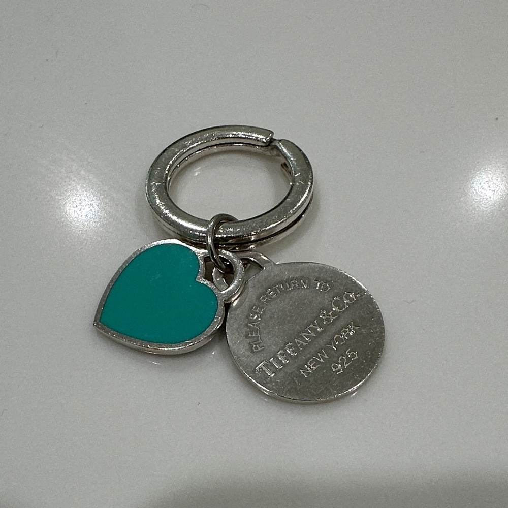 Tiffany & Co. Silver Key Ring with Turquoise Heart